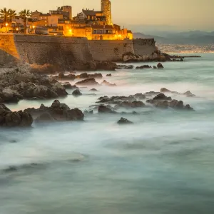 Old town and sea wall in Antibes, Alpes-Maritimes, Provence-Alpes-Cote D Azur, French Riviera