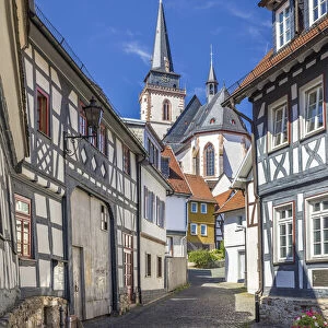 Old town and St. Ursula Church in Oberursel, Taunus, Hesse, Germany