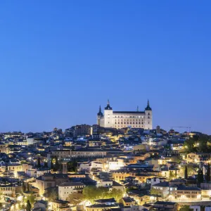 The Old Town of Toledo and the Alcazar at twilight, a Unesco World Heritage Site
