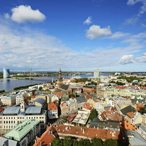 The Old Town, a Unesco World Heritage Site, and the Daugava river. Riga, Latvia