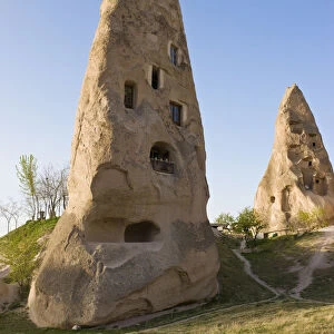 Old troglodytic cave dwellings, Uchisar, Cappadocia, Anatolia, Turkey