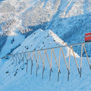 The Olympiabahn funicular in the Axamer Lizum ski resort, Axams, Innsbruck Land, Tyrol, Austria