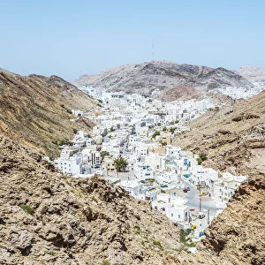 Oman, Muscat, Ruwi. Hamriyah suburbs of Ruwi with typical whitewashed buildings