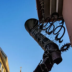 Ornamental Steel Boot in front of the Alexander Nevsky Cathedral, Old Town, Tallinn, Estonia