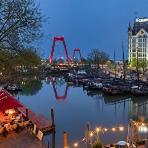 Oude Haven Old Port at Twilight, Holland, Rotterdam, Netherlands