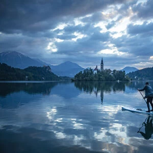 Paddle boarding, Lake Bled, Slovenia