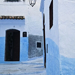 Painted blue street and steps, Chefchaouen, Morocco