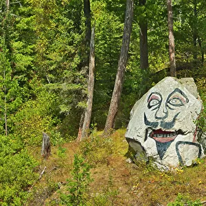 Painted rock on Lake of The Woods Kenora District, Ontario, Canada