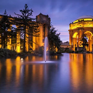 Palace of Fine Arts at Night in Presidio Park, San Francisco, California, USA