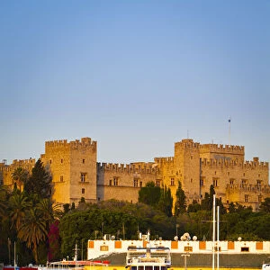 Palace of the Grand Masters & Mandraki Harbour, Rhodes Town, Rhodes, Greece