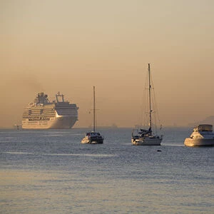 Panama, Panama City, Island Princess Cruise ship sailing in The Panama Canal