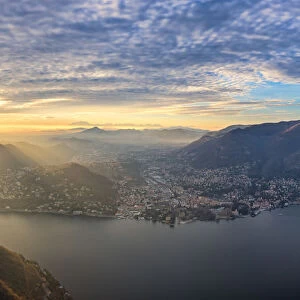 Panoramic aerial view to Brunate from Como city, Como province, Lombardy, Italy