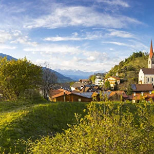 a panoramic view of the little alpine village of Teis (Tiso) in Villnaoss