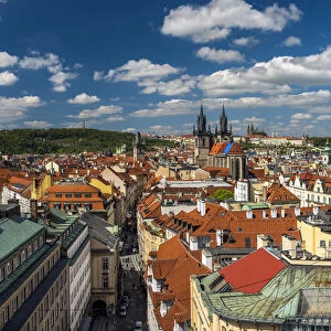 Panoramic view over the old town, Prague, Bohemia, Czech Republic