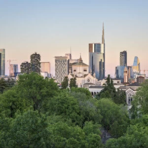 Panoramic view of skyline in Milan, Lombardy, Italy