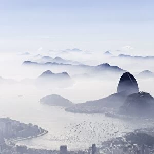 Pao Acucar or Sugar loaf mountain and the bay of Botafogo, Rio de Janeiro, Brazil