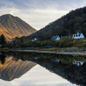 Pap of Glen Coe Reflecting in Loch Leven, Highland Region, Scotland