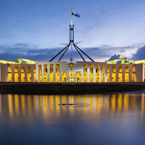 Parliament House at dusk, Canberra, Australian Capital Territory, Australia