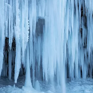 Pericnik Waterfall frozen in winter, Triglav National Park, Julian Alps, Slovenia
