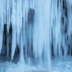 Pericnik Waterfall frozen in winter, Triglav National Park, Julian Alps, Slovenia