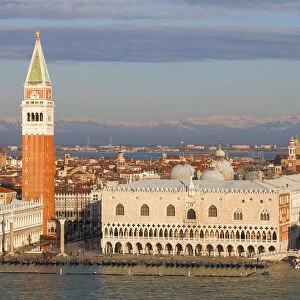 Piazza San Marco with snowy Alps; Venice; Veneto; Italy