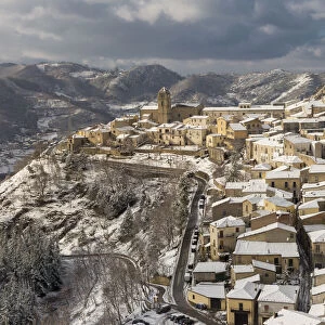 Pietrapertosa after a snowfall, Potenza Province, Basilicata, Italy