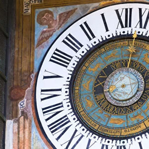 Planetary clock of Clusone, Val Seriana, Bergamo province, Lombardy, Italy