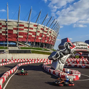 Poland, Masovian Voivodeship, Warsaw, Gocart Circuit in front of the National Stadium