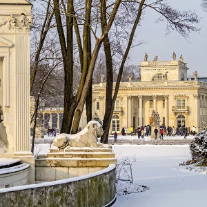 Poland, Masovian Voivodeship, Warsaw, Royal Baths Park, Lazienki Palace at winter