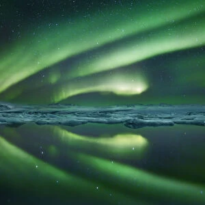 Polar light (Aurora Borealis) over Jokulsarlon - Iceland, Eastern Region