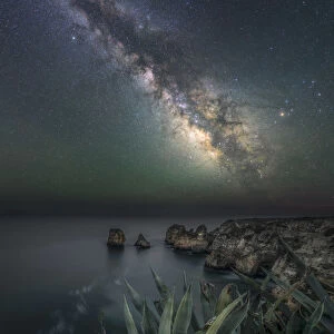 Ponta de piedade, Algarve, South Portugal, Portugal, Europe, Milky Way