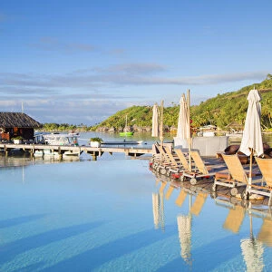 Pool and jetty of Sofitel Hotel, Bora Bora, Society Islands, French Polynesia