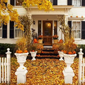 Porch in Autumn, Woodstock, Vermont, USA