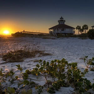 Port Boca Grande Lighthouse Museum at Sunset, Gasparilla Island, Florida, USA