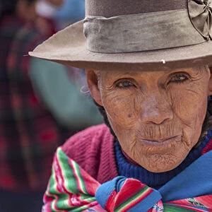 Portrait of Quechua woman, Peru, Cuzco Province, Incas sacred valley, Chinchero