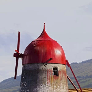 Portugal, Azores, Graciosa, Sao Mateus da Praia, Traditional windmill in Praia