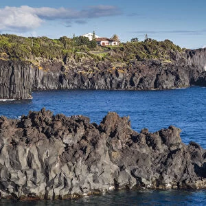 Portugal, Azores, Sao Jorge Island, Cais da Urzelina, volcanic rock coastline