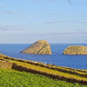 Portugal, Azores, Terceira, Serretinha, View of the Coast and Ilheus das Cabras