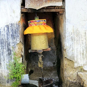 Prayer wheel moved by water, Drepung monastery, Mount Gephel, Lhasa Prefecture, Tibet