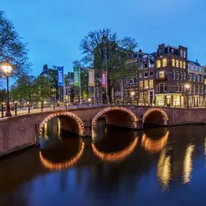 Print of Prinsengracht and Reguliersgracht Canals at Twilight, Amsterdam Print of Prinsengracht and Reguliersgracht Canals at Twilight, Amsterdam