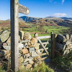 Public Footpath Sign & Gate, Lake District National Park, Cumbria, England