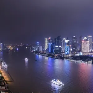 Pudong skyline across the Huangpu river, Shanghai, China