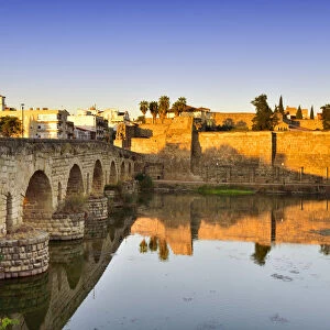 The Puente Romano (Roman Bridge) over the Guadiana river, dating back to the 1st