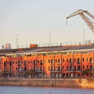 A Puerto Madero's yellow crane at sunrise, Buenos Aires, Argentina