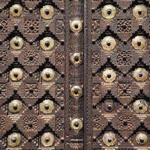 Qatar, Doha, Wooden Door at Souk Waqif