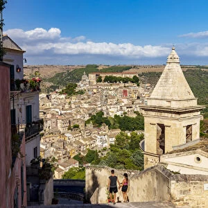 Ragusa Ibla, Sicily. People walking along the streets of the old town