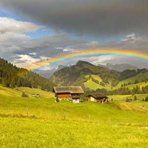 Rainbow on Alpe di Siusi / Seiser Alm, South Tyrol, Bolzano province, Trentino Alto Adige