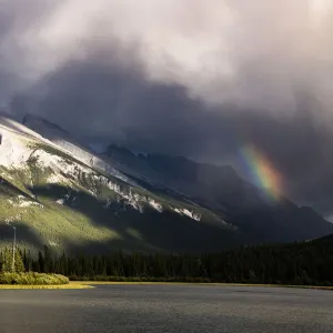 Rainbow at Vermillion Lakes, Banff National Park, Canadian Rockies, Canada