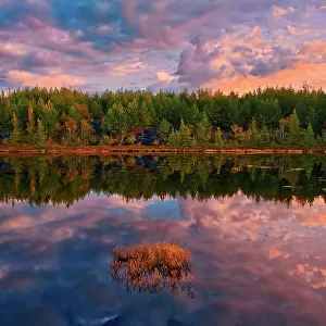 Reflection of clouds in northern lake at sunrise. Greater Sudbury, Ontario, Canada Greater Sudbury, Ontario, Canada