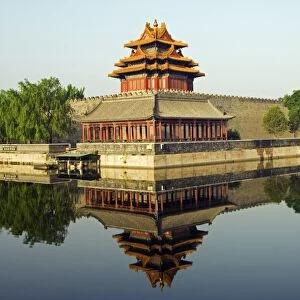 A reflection of a Palace Wall Tower surrounded by the